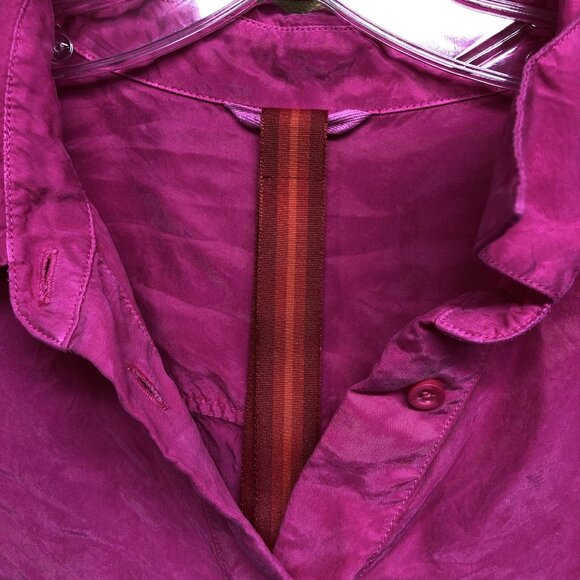 LEFT ON FRIDAY Short Sleeve Button Down Shirt Womens Size S/M 100% Silk Pink - Picture 5 of 11